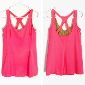 Lululemon Optimal Tank Top Neon Pink Size 6 W/ Bra